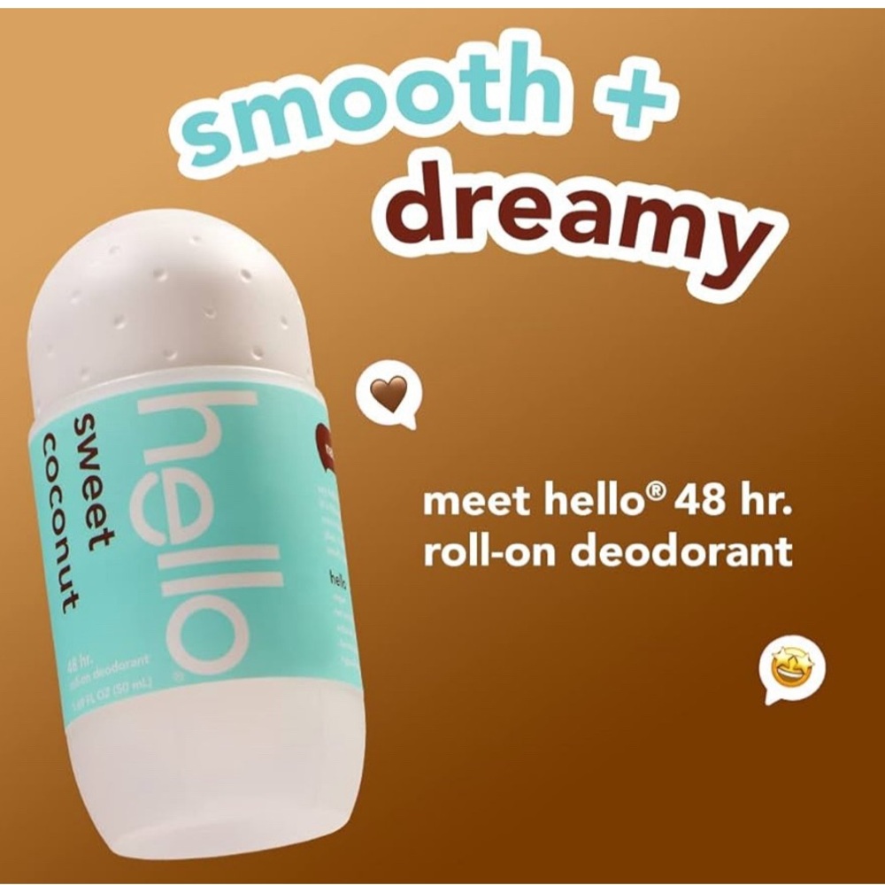 hello Sweet Coconut Roll On Deodorant, Aluminum Free Deodorant for Women - Picture 2 of 4